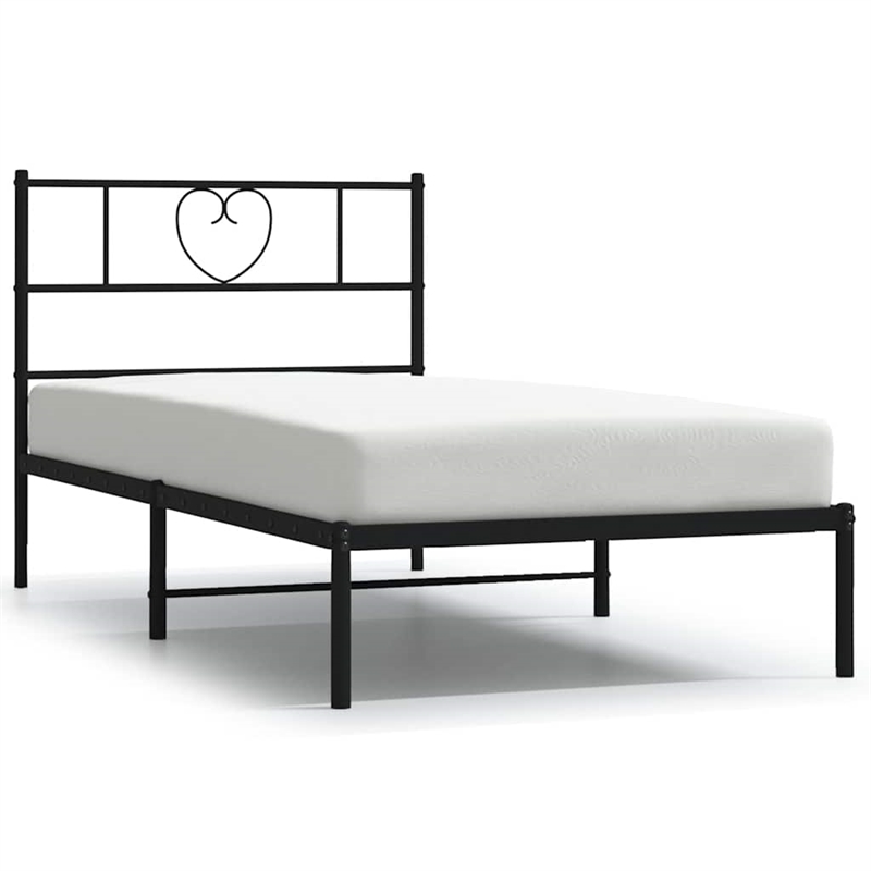 vidaXL Powder-Coated Steel Twin Bed Frame in Black