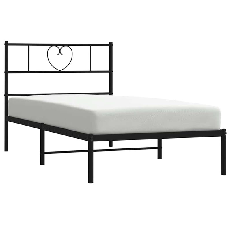 vidaXL Powder-Coated Steel Twin Bed Frame in Black