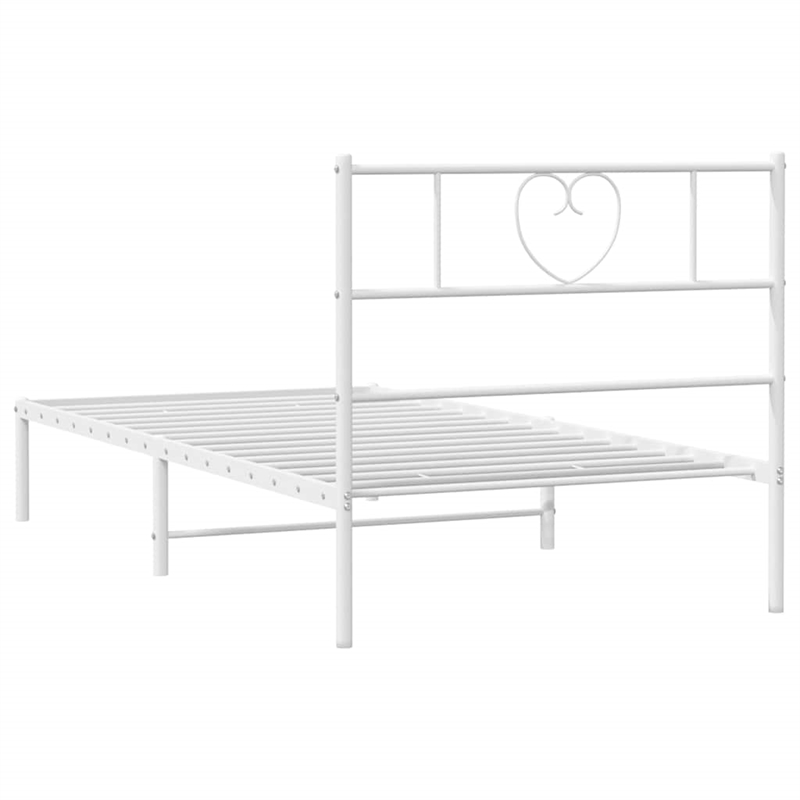 vidaXL Powder-Coated Steel Single Bed Bed Frame in White
