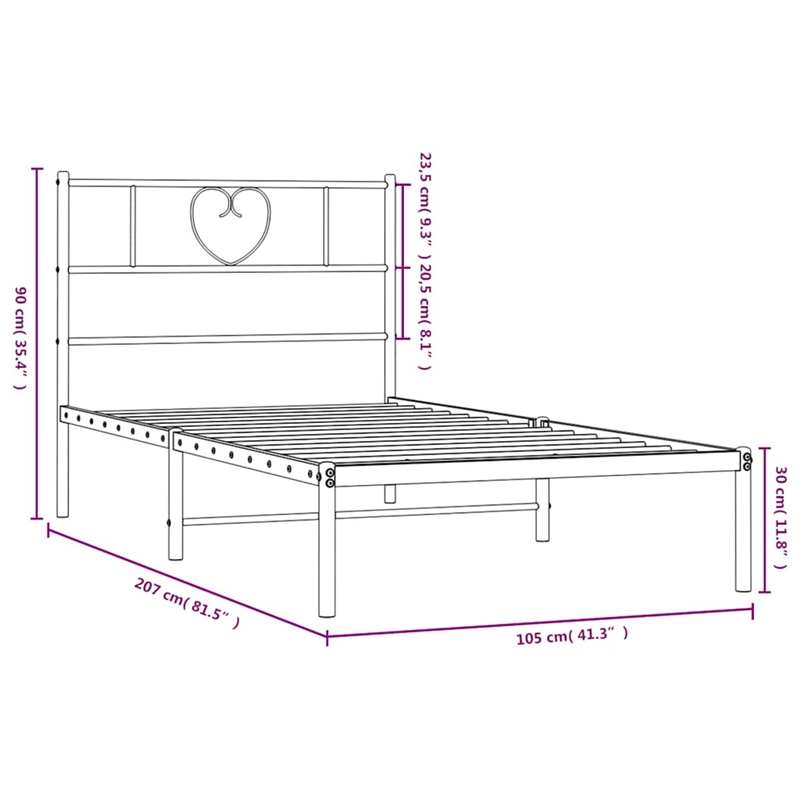 vidaXL Powder-Coated Steel Single Bed Bed Frame in White
