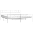 vidaXL Rectangular Modern Steel Cal King/Double Bed Frame in White