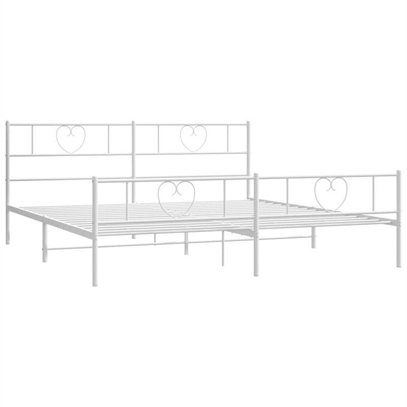 vidaXL Rectangular Modern Steel Cal King/Double Bed Frame in White