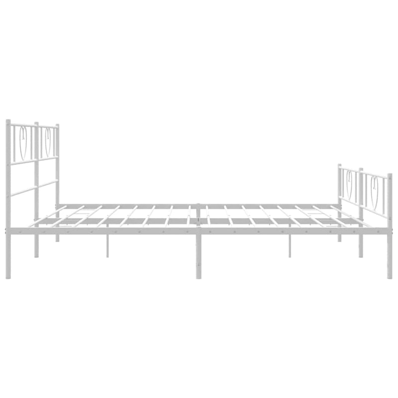 vidaXL Rectangular Modern Steel Cal King/Double Bed Frame in White