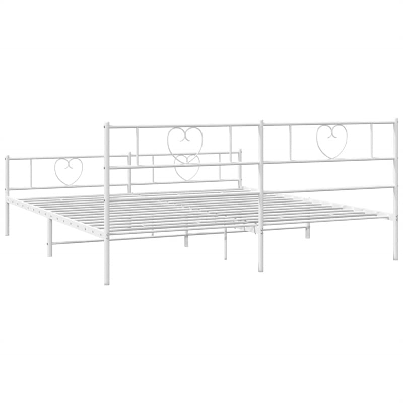 vidaXL Rectangular Modern Steel Cal King/Double Bed Frame in White