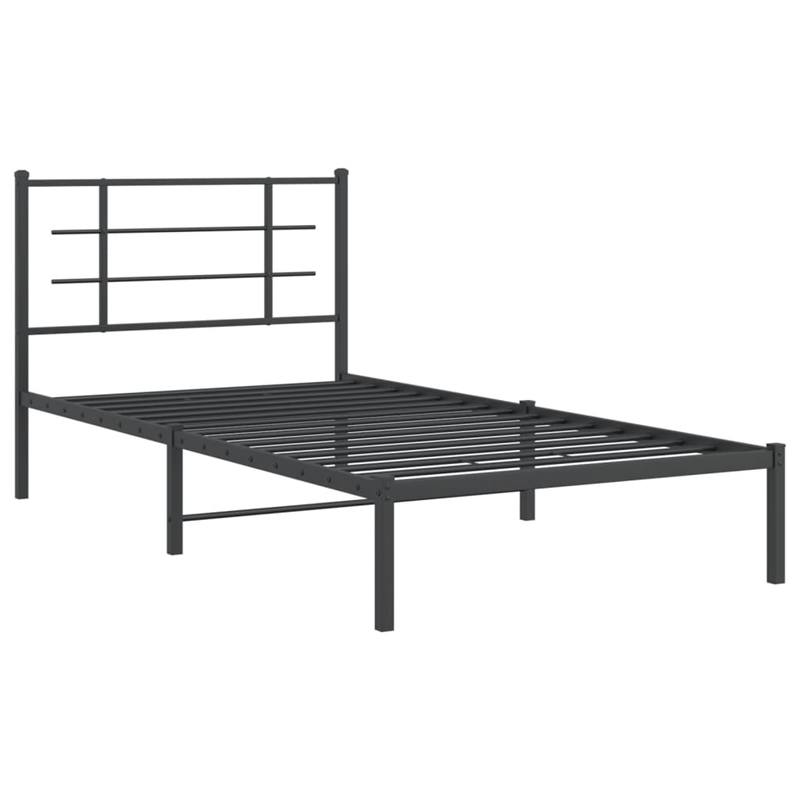 vidaXL Powder-Coated Steel Twin Bed Frame in Black