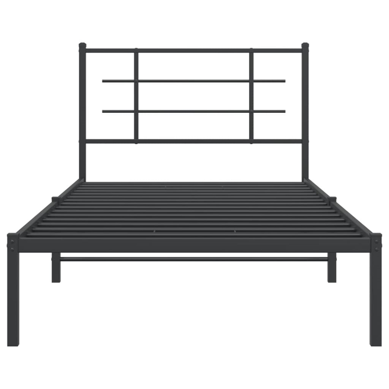 vidaXL Powder-Coated Steel Twin Bed Frame in Black