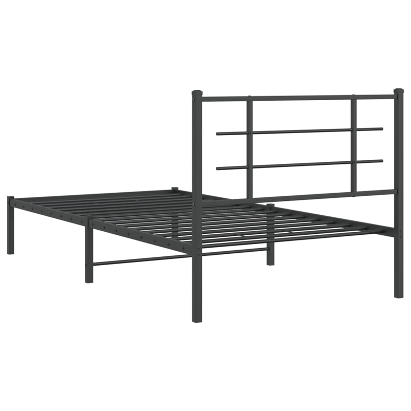 vidaXL Powder-Coated Steel Twin Bed Frame in Black