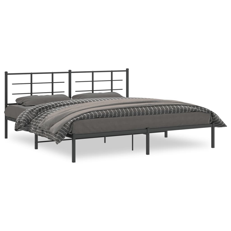 vidaXL Powder-Coated Steel King/Double Bed Frame in Black
