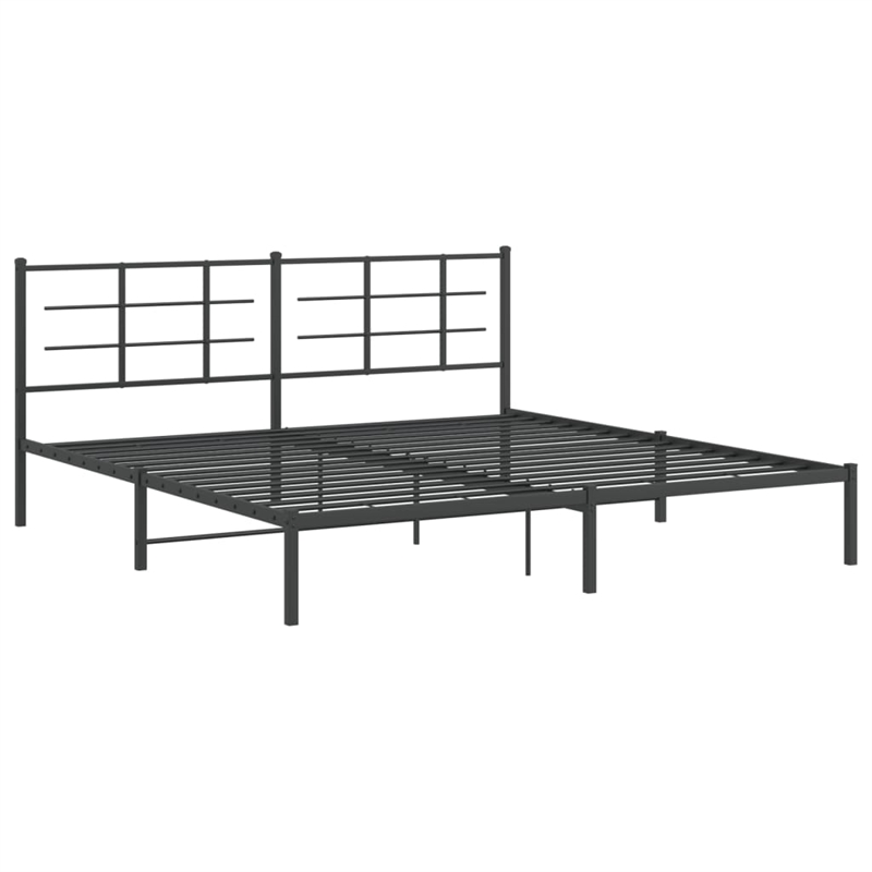 vidaXL Powder-Coated Steel King/Double Bed Frame in Black