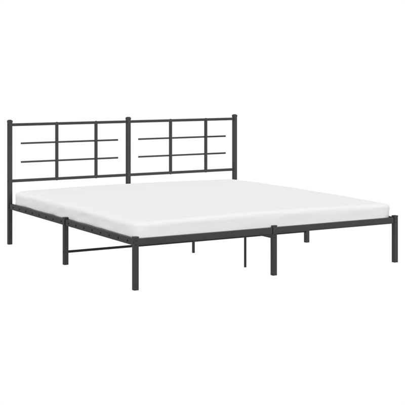 vidaXL Powder-Coated Steel King/Double Bed Frame in Black
