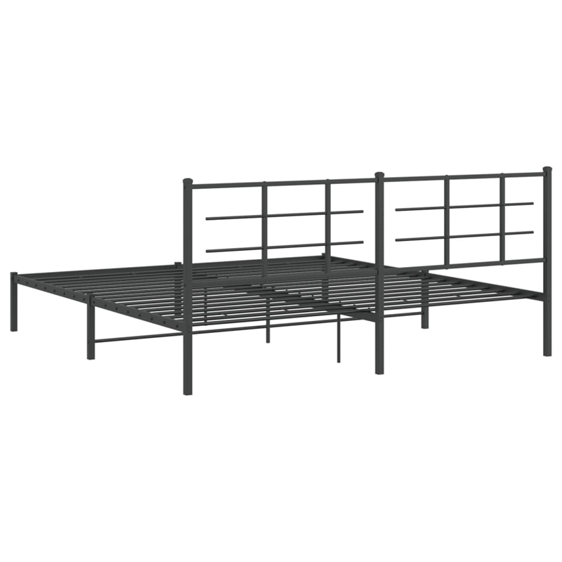 vidaXL Powder-Coated Steel King/Double Bed Frame in Black