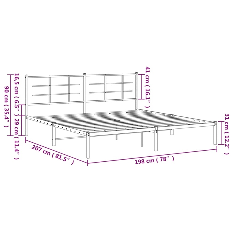 vidaXL Powder-Coated Steel King/Double Bed Frame in Black