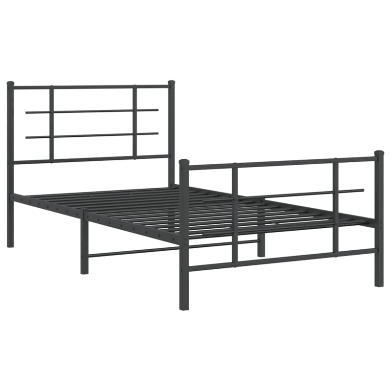 vidaXL Powder-Coated Steel Twin Bed Frame in Black