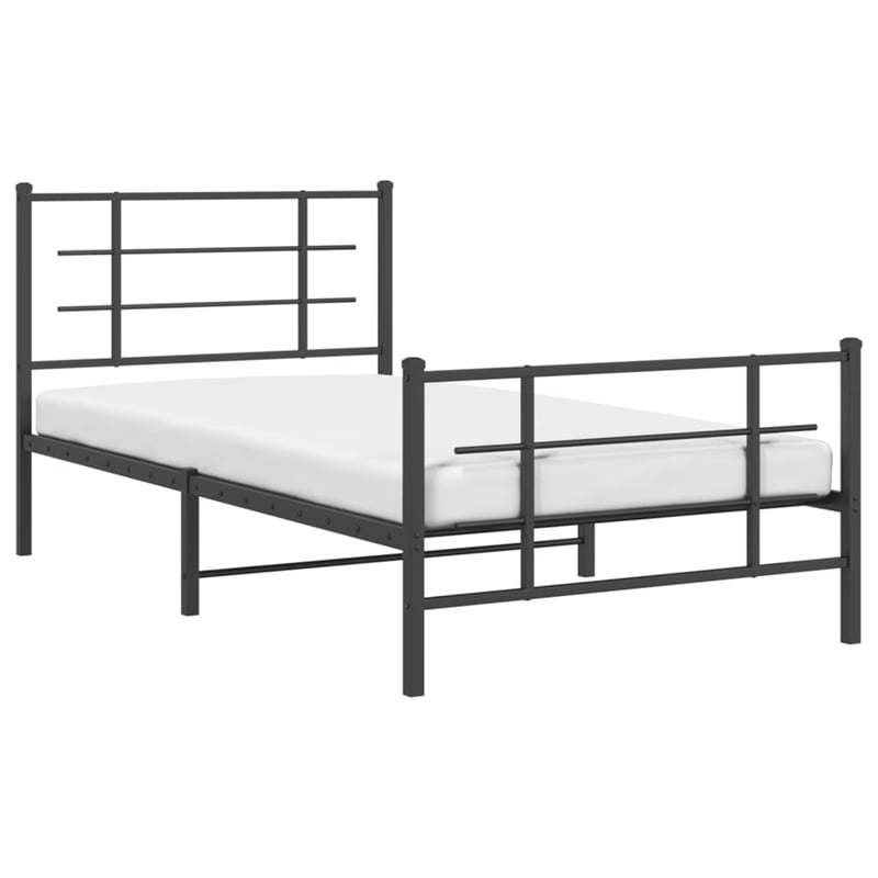 vidaXL Powder-Coated Steel Twin Bed Frame in Black