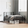 vidaXL Powder-Coated Steel Twin Bed Frame in Black