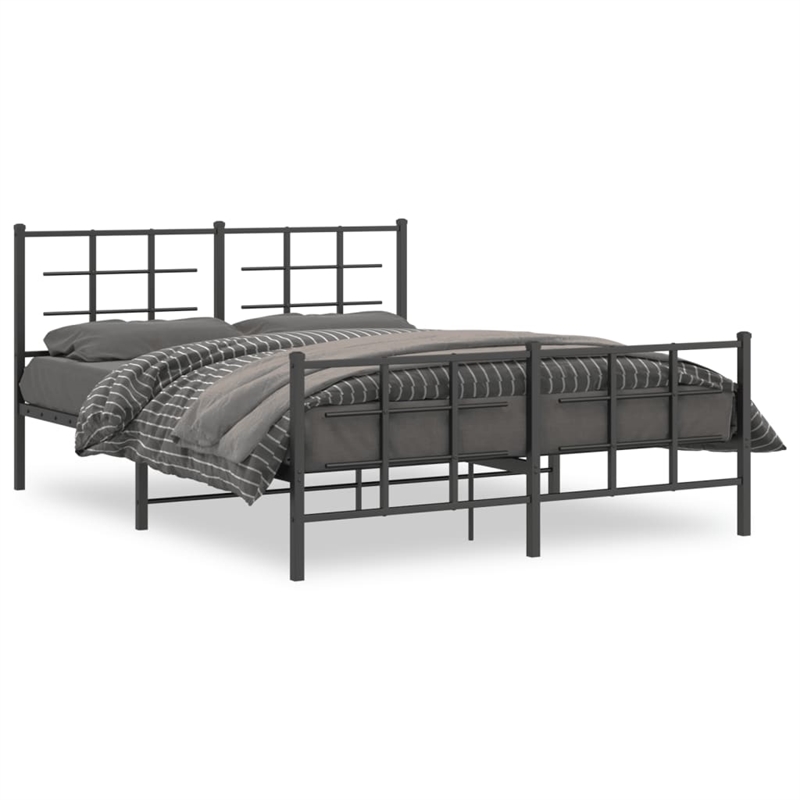 vidaXL Powder-Coated Steel King Bed Frame in Black