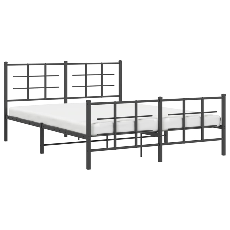 vidaXL Powder-Coated Steel King Bed Frame in Black