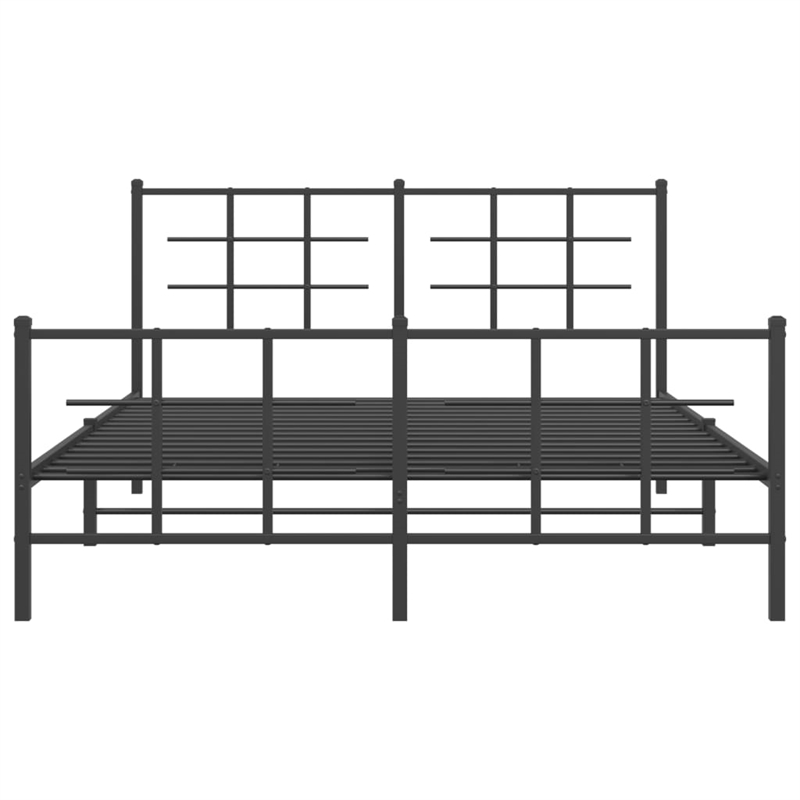 vidaXL Powder-Coated Steel King Bed Frame in Black