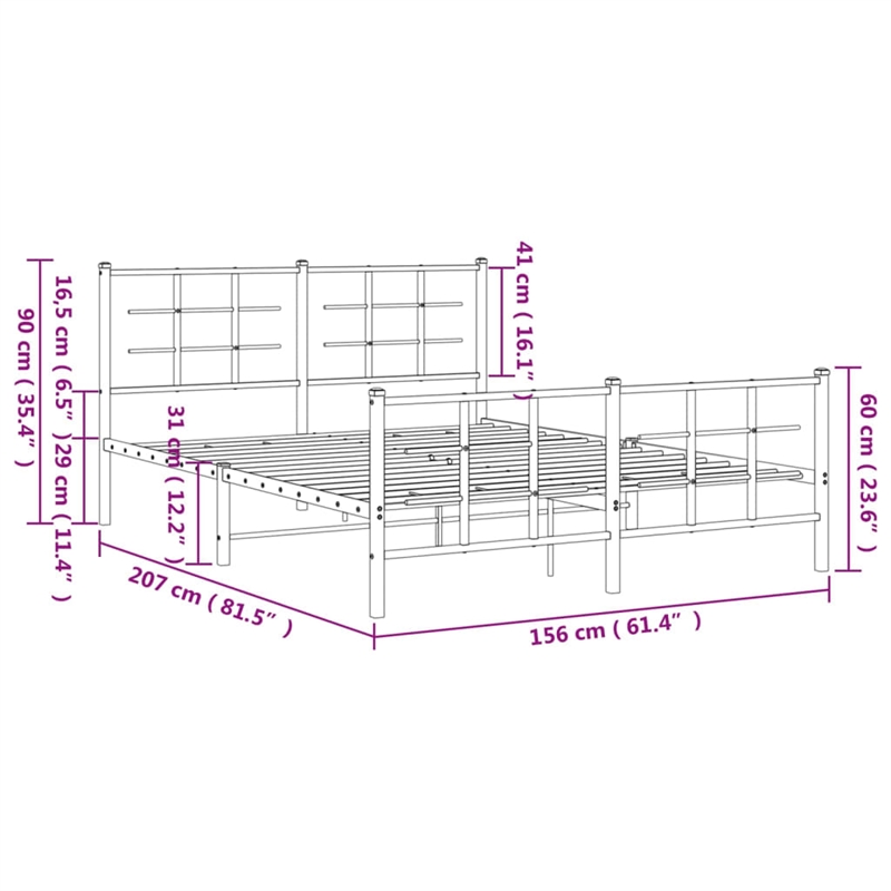 vidaXL Powder-Coated Steel King Bed Frame in Black