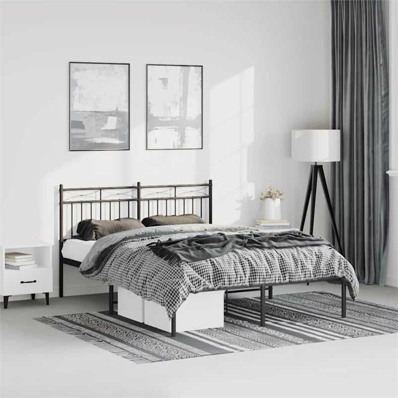 vidaXL Engineered Wood King Bed Frame in Black