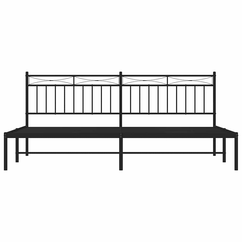 vidaXL Powder-Coated Steel Queen Bed Frame in Black