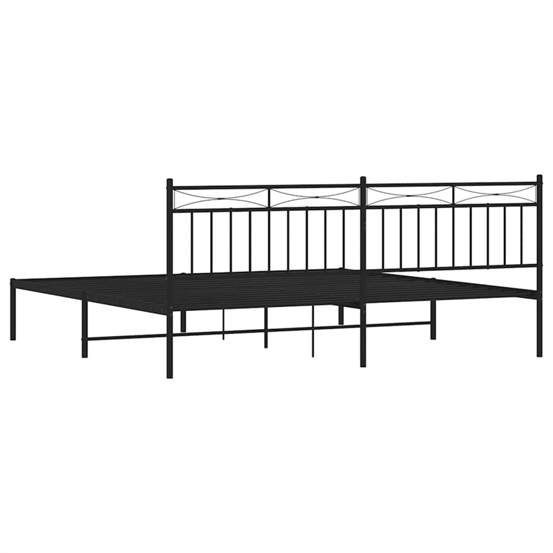 vidaXL Powder-Coated Steel Queen Bed Frame in Black