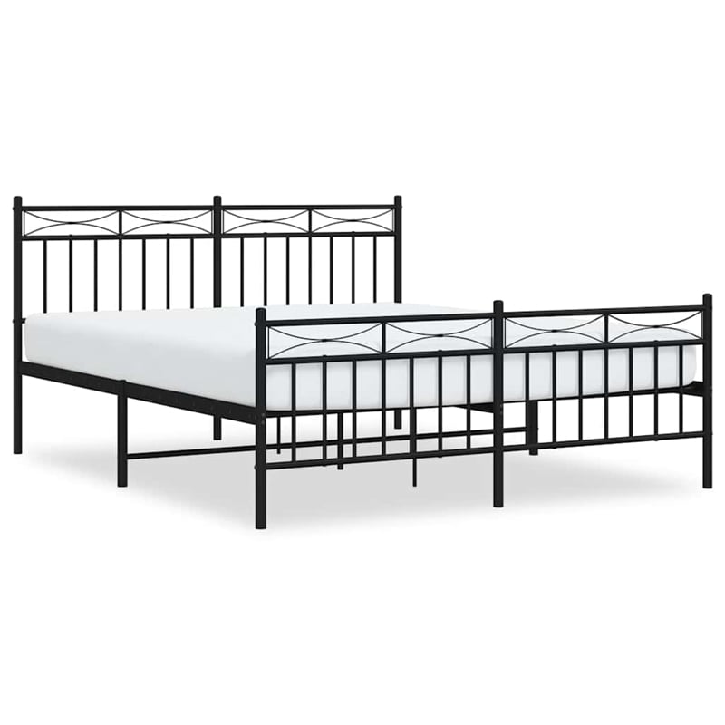 vidaXL Powder-Coated Steel Queen/Double Bed Frame in Black