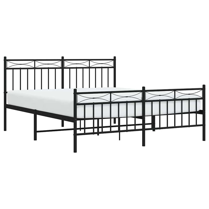 vidaXL Powder-Coated Steel Queen/Double Bed Frame in Black