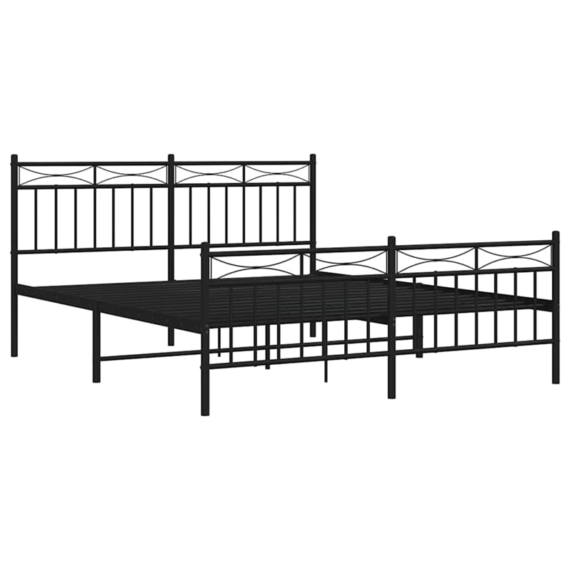vidaXL Powder-Coated Steel Queen/Double Bed Frame in Black