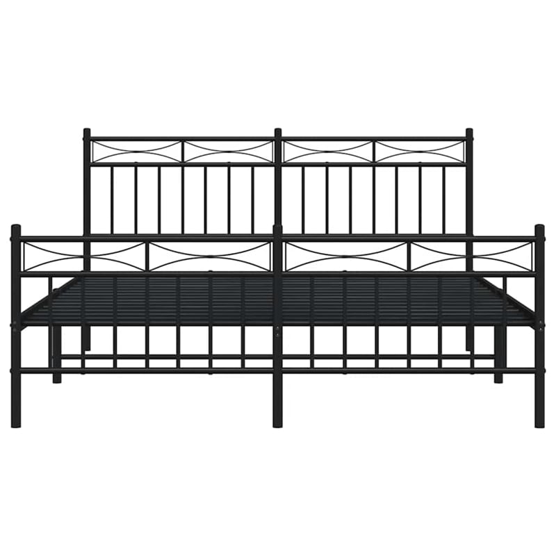 vidaXL Powder-Coated Steel Queen/Double Bed Frame in Black
