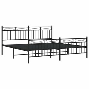 vidaXL Rectangular Traditional Steel Full Bed Frame in Black