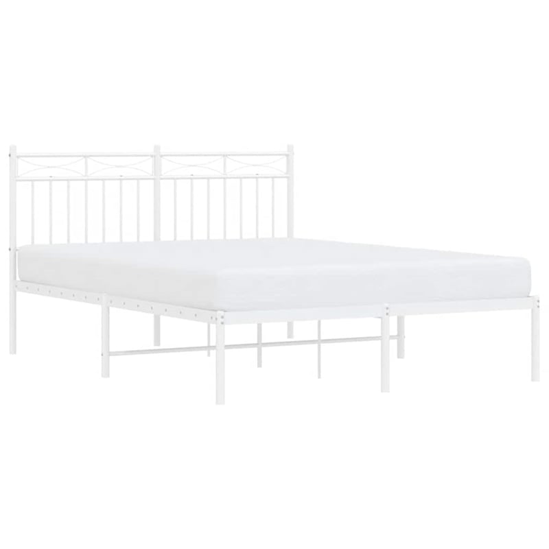 vidaXL Powder-Coated Steel Full/Double Bed Frame in White