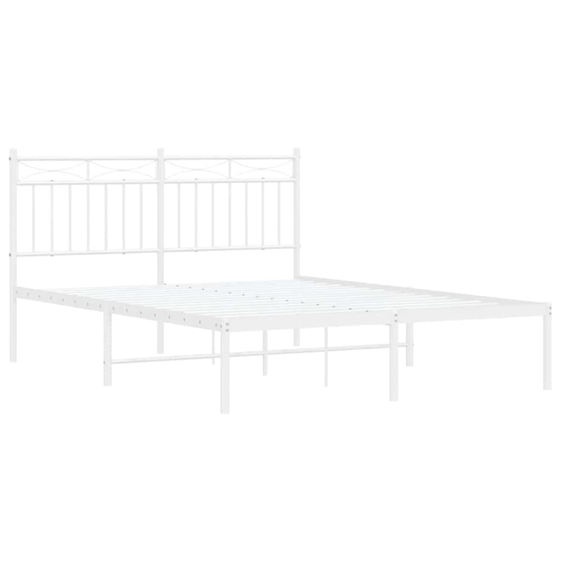 vidaXL Powder-Coated Steel Full/Double Bed Frame in White