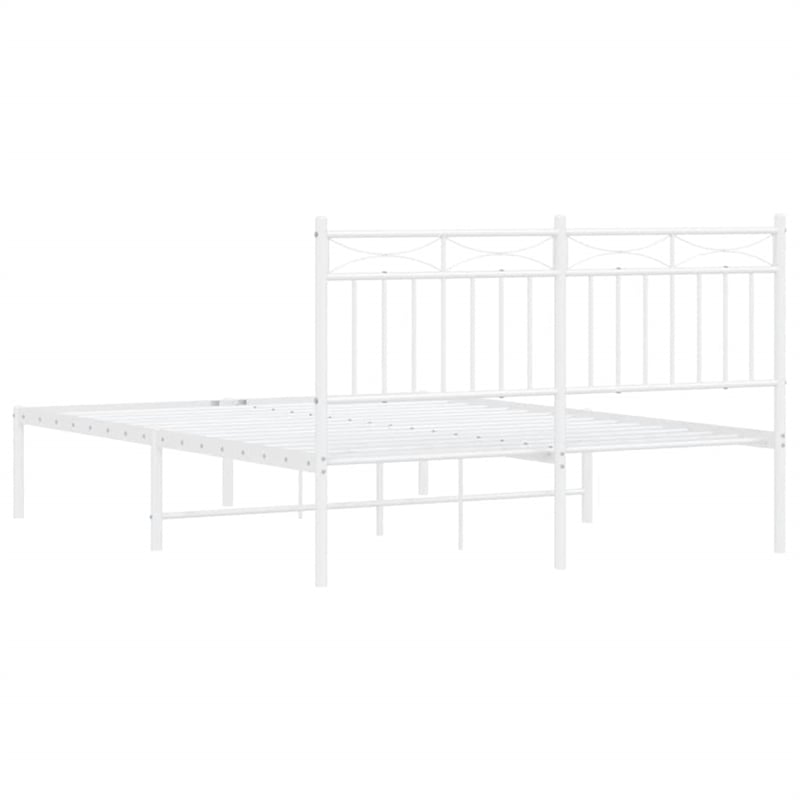 vidaXL Powder-Coated Steel Full/Double Bed Frame in White
