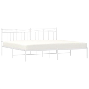 vidaXL 76 x 80 Rectangular Modern Bed Frame in White Steel