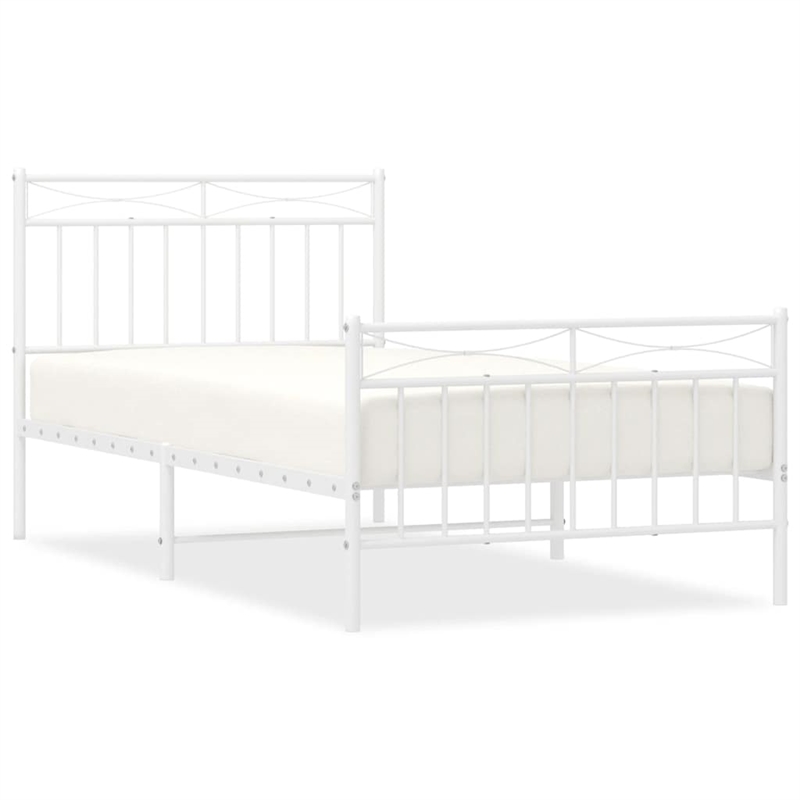 vidaXL 39.4 x 74.8 Powder-coated steel Bed Frame in White