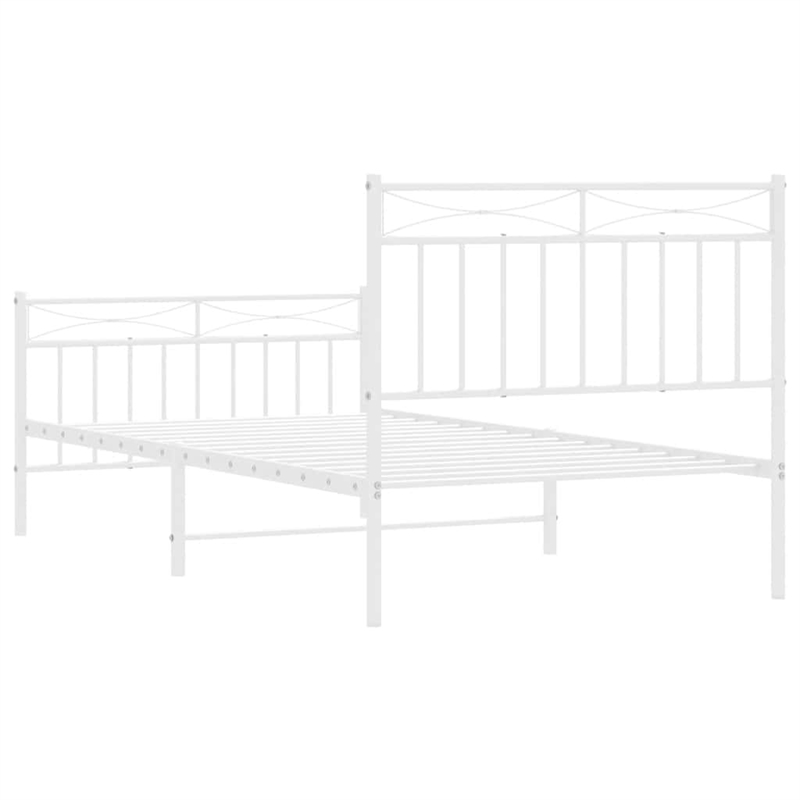 vidaXL 39.4 x 74.8 Powder-coated steel Bed Frame in White