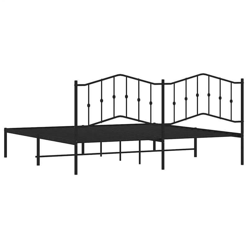 vidaXL Rectangular Traditional Steel Full Bed Frame in Black