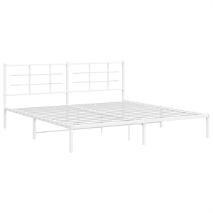 vidaXL Powder-Coated Steel King/Double Bed Frame in White