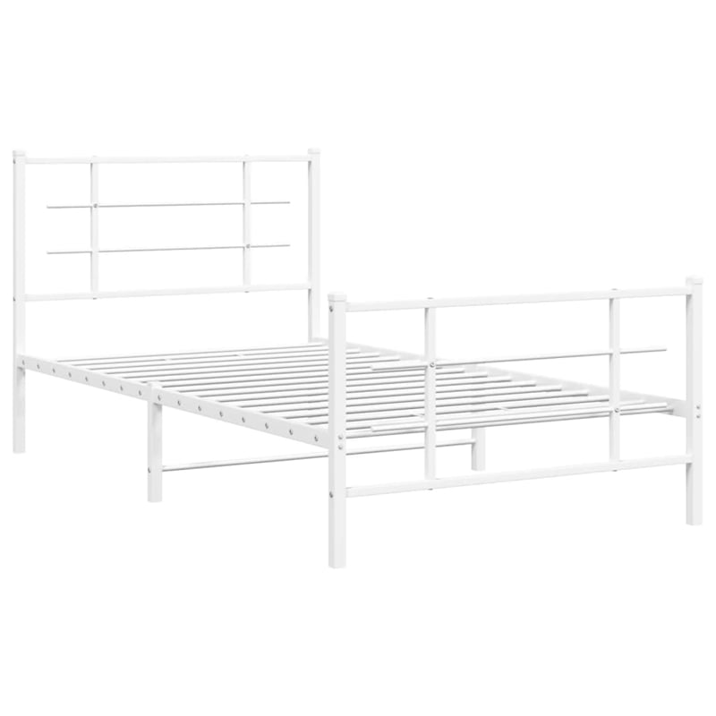 vidaXL Powder-Coated Steel Single Bed Bed Frame in White