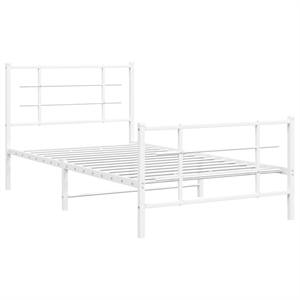 vidaXL Powder-Coated Steel Single Bed Bed Frame in White