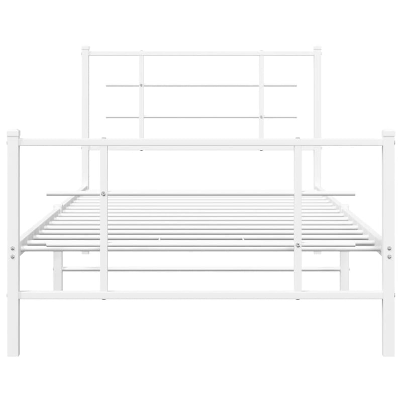 vidaXL Powder-Coated Steel Single Bed Bed Frame in White