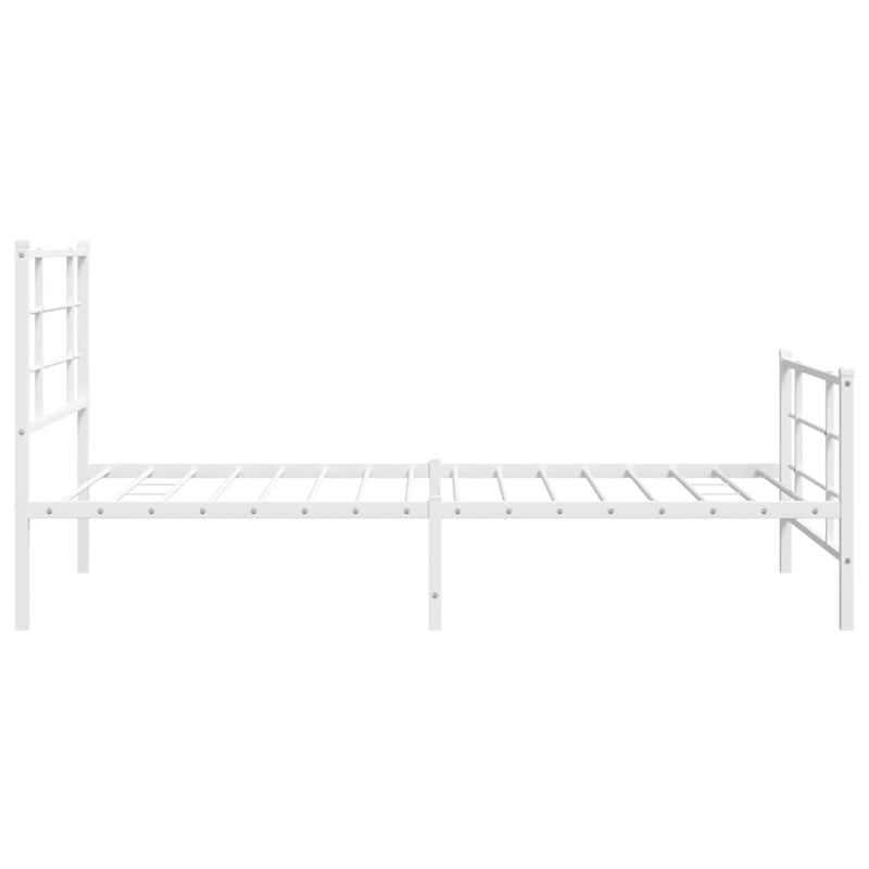 vidaXL Powder-Coated Steel Single Bed Bed Frame in White