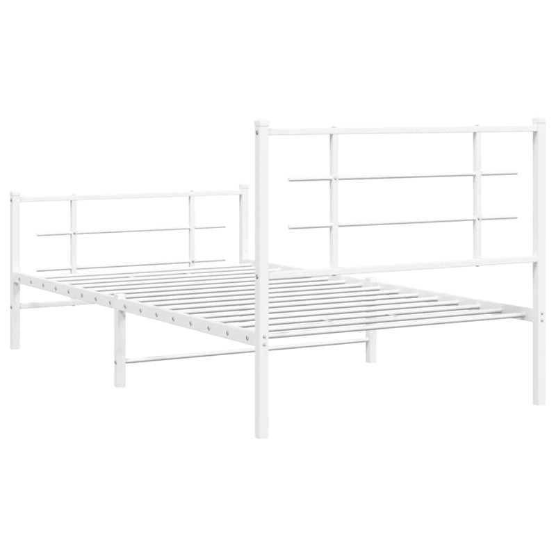 vidaXL Powder-Coated Steel Single Bed Bed Frame in White