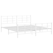 vidaXL Rectangular Powder-Coated Steel Full Bed Frame in White