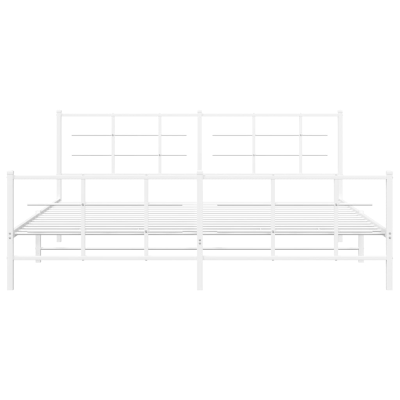 vidaXL Rectangular Powder-Coated Steel Full Bed Frame in White