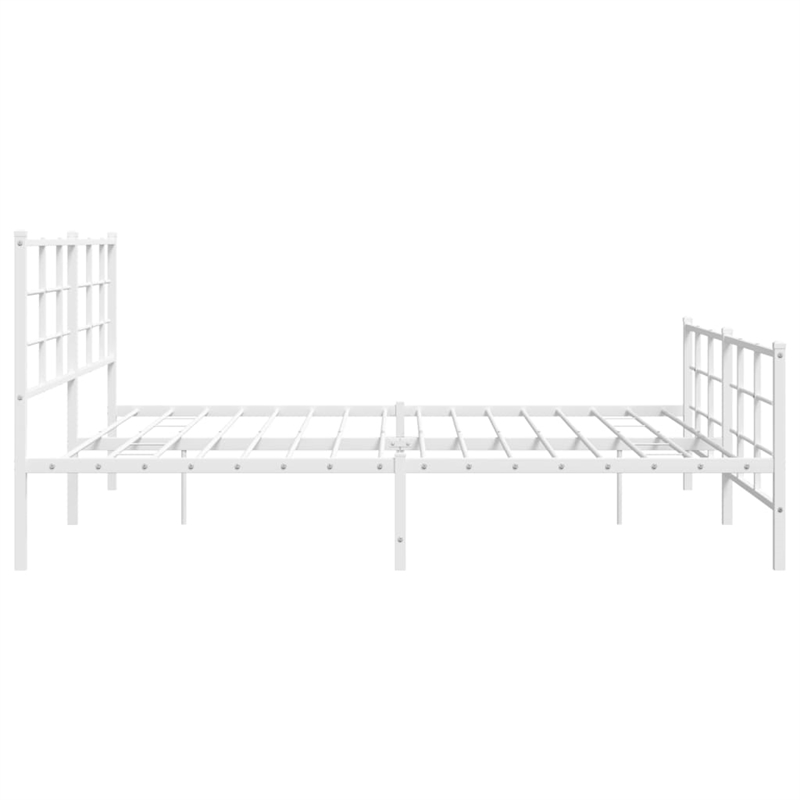 vidaXL Rectangular Powder-Coated Steel Full Bed Frame in White