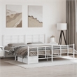 vidaXL Rectangular Powder-Coated Steel Full Bed Frame in White