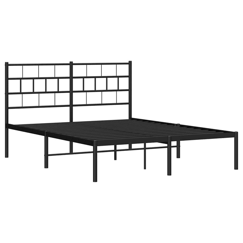 vidaXL Rectangular Steel Full/Double Bed Frame in Black