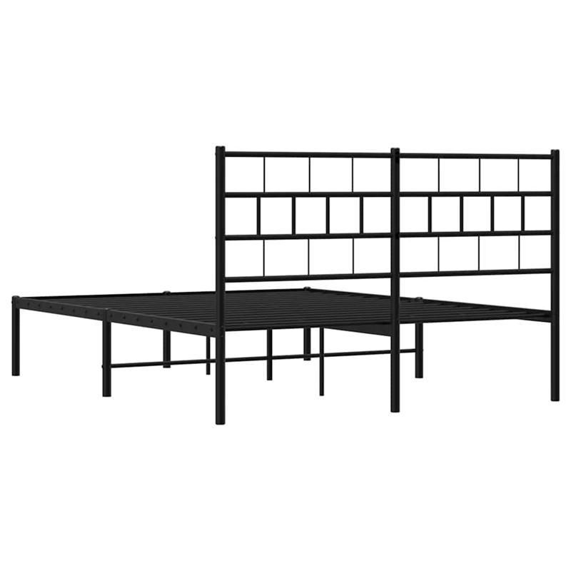 vidaXL Rectangular Steel Full/Double Bed Frame in Black